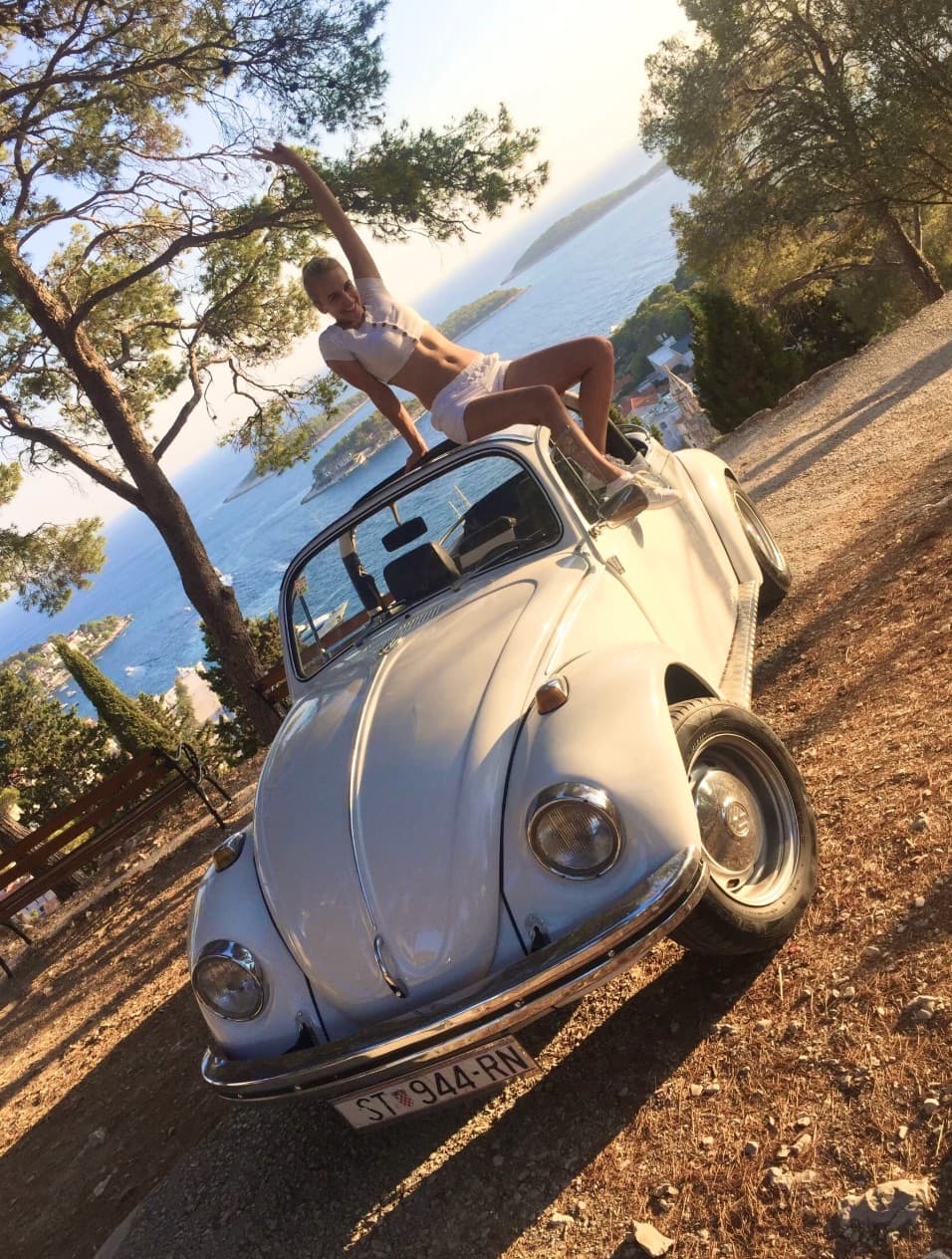 Vintage car by the sea